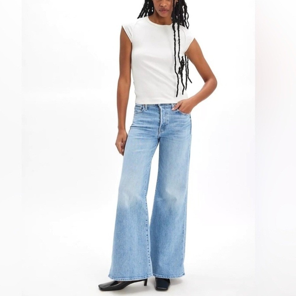 MOTHER Superior Jeans The Tomcat Roller Skimp Puzzled Wide Leg 28 Light Blue